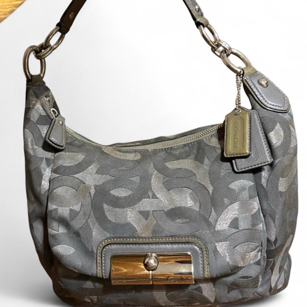 COACH 2011 Grey and Silver Monogram Y2K shoulder bag